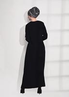 Tesettür giyim SİYAH İŞLEME DETAYLI FERACE 10981 