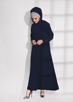 Tesettür giyim LACİVERT İŞLEME DETAYLI FERACE 10981 