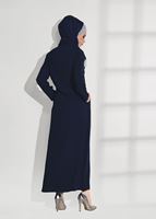 Tesettür giyim LACİVERT İŞLEME DETAYLI FERACE 10981 
