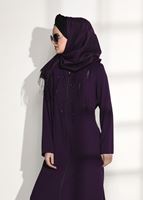 Tesettür giyim MOR TAŞ BASKI DETAYLI FERMUARLI FERACE 40981 