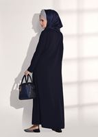 Tesettür giyim LACİVERT TAŞ BASKI DETAYLI FERMUARLI FERACE 40981 