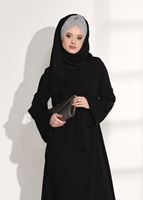 Tesettür giyim SİYAH KOL KISMI GÜPÜR DETAYLI FERACE 71981 