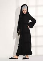 Tesettür giyim SİYAH KOL KISMI GÜPÜR DETAYLI FERACE 71981 