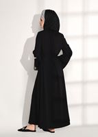 Tesettür giyim SİYAH KOL KISMI GÜPÜR DETAYLI FERACE 71981 