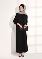 Tesettür giyim SİYAH TAŞ BASKI DETAYLI FERACE 90981