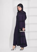 Tesettür giyim MOR TAŞ BASKI DETAYLI FERACE 90981