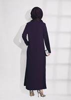 Tesettür giyim MOR TAŞ BASKI DETAYLI FERACE 90981