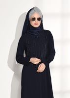 Tesettür giyim LACİVERT TAŞ BASKI DETAYLI FERACE 90981