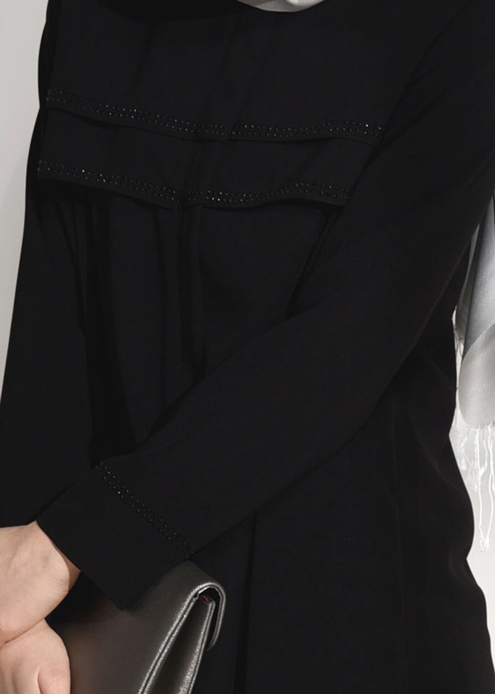 Tesettür giyim SİYAH BONCUK İŞLEME DETAYLI FERACE 91981