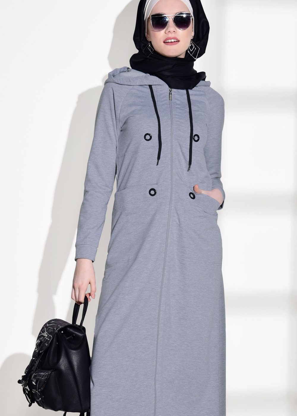 Tesettür giyim GRİ SPOR FERACE 4808