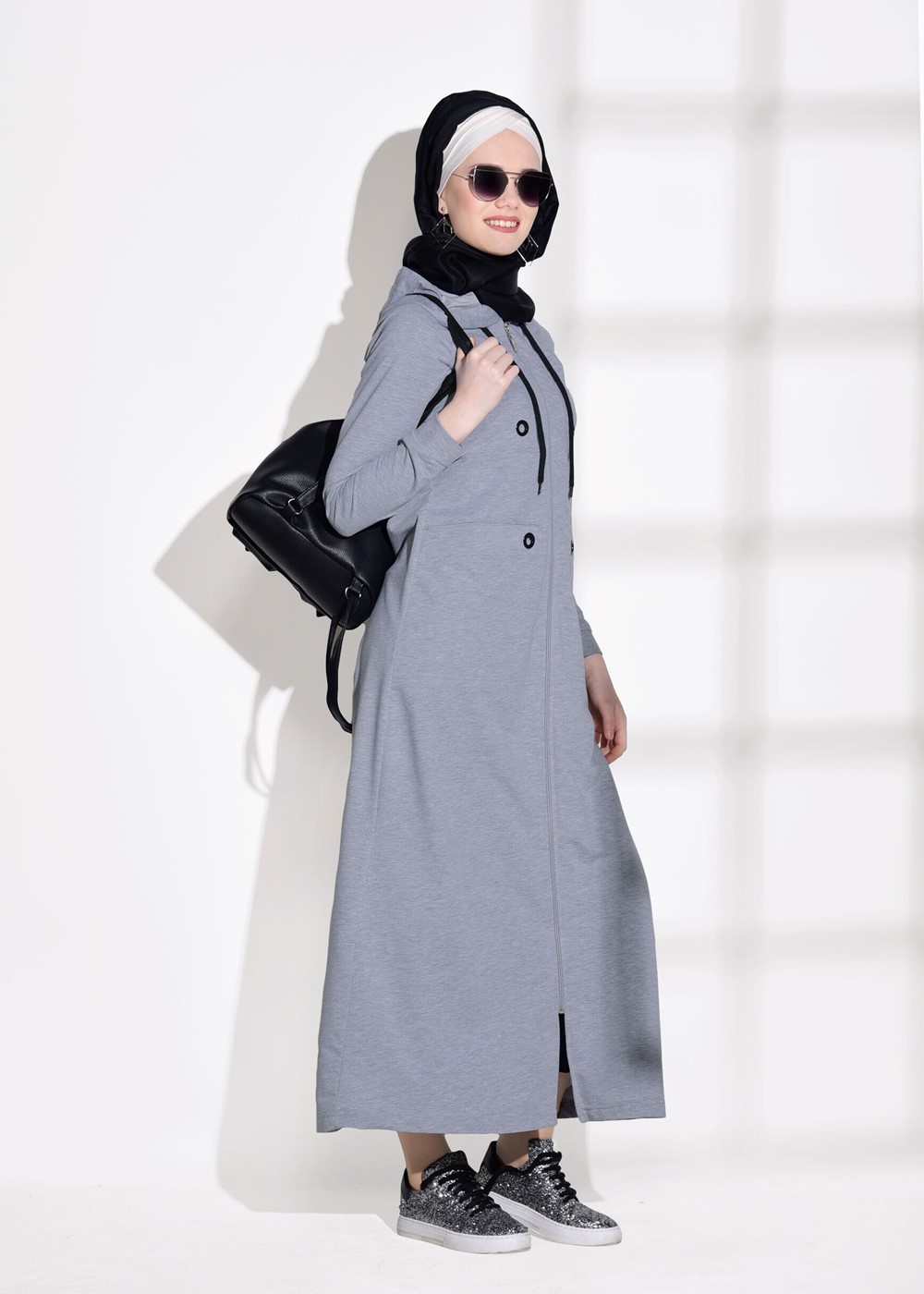 Tesettür giyim GRİ SPOR FERACE 4808