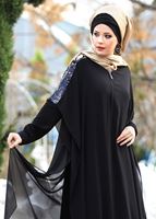 Vêtements hijab NOIR COUCHE DE FINITION PAILLETTE T 5662