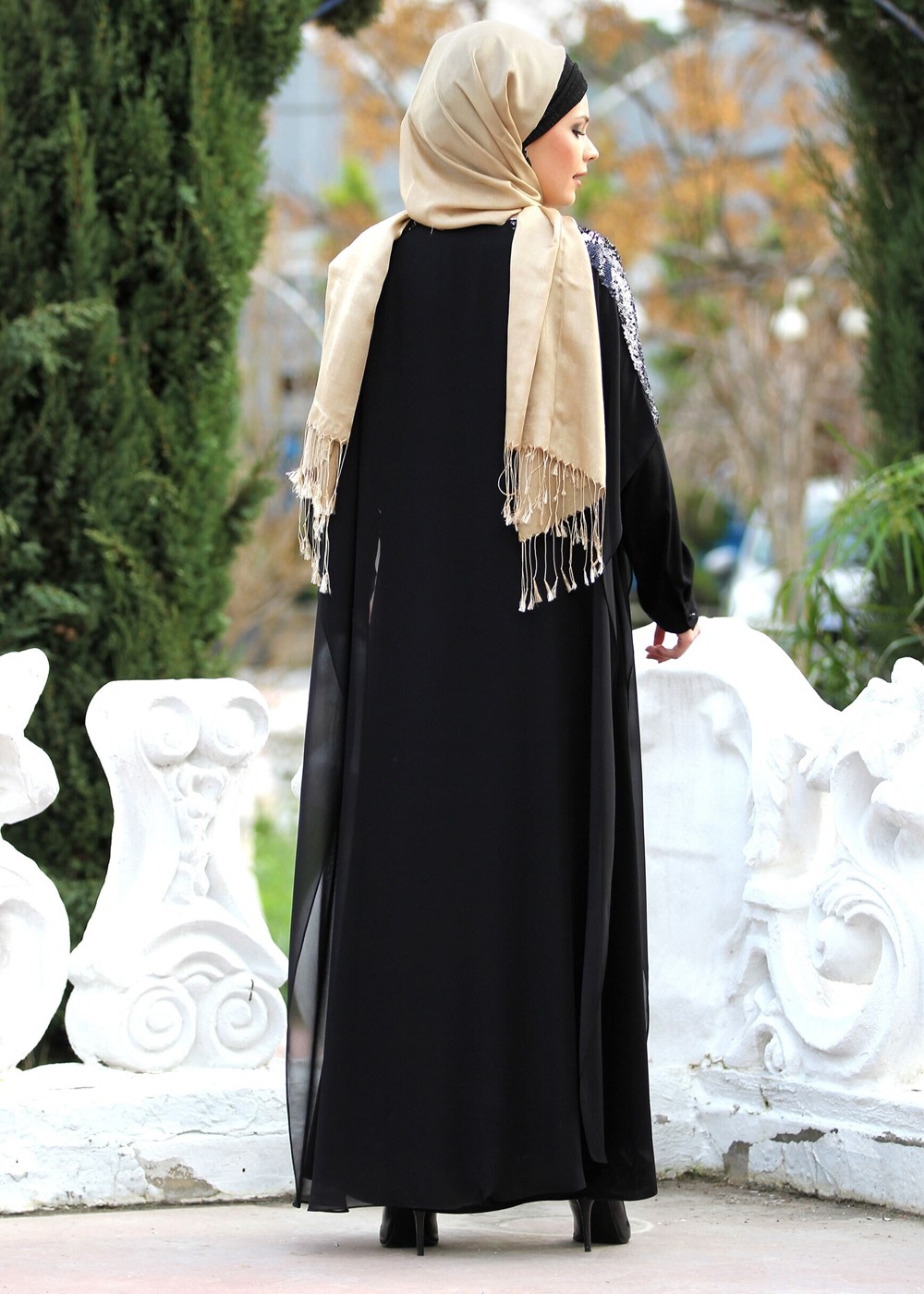 Vêtements hijab NOIR COUCHE DE FINITION PAILLETTE T 5662