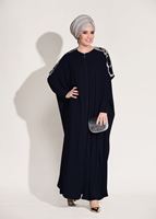 Tesettür giyim LACİVERT T 5662 Tuay-Pul Paletli Ferace