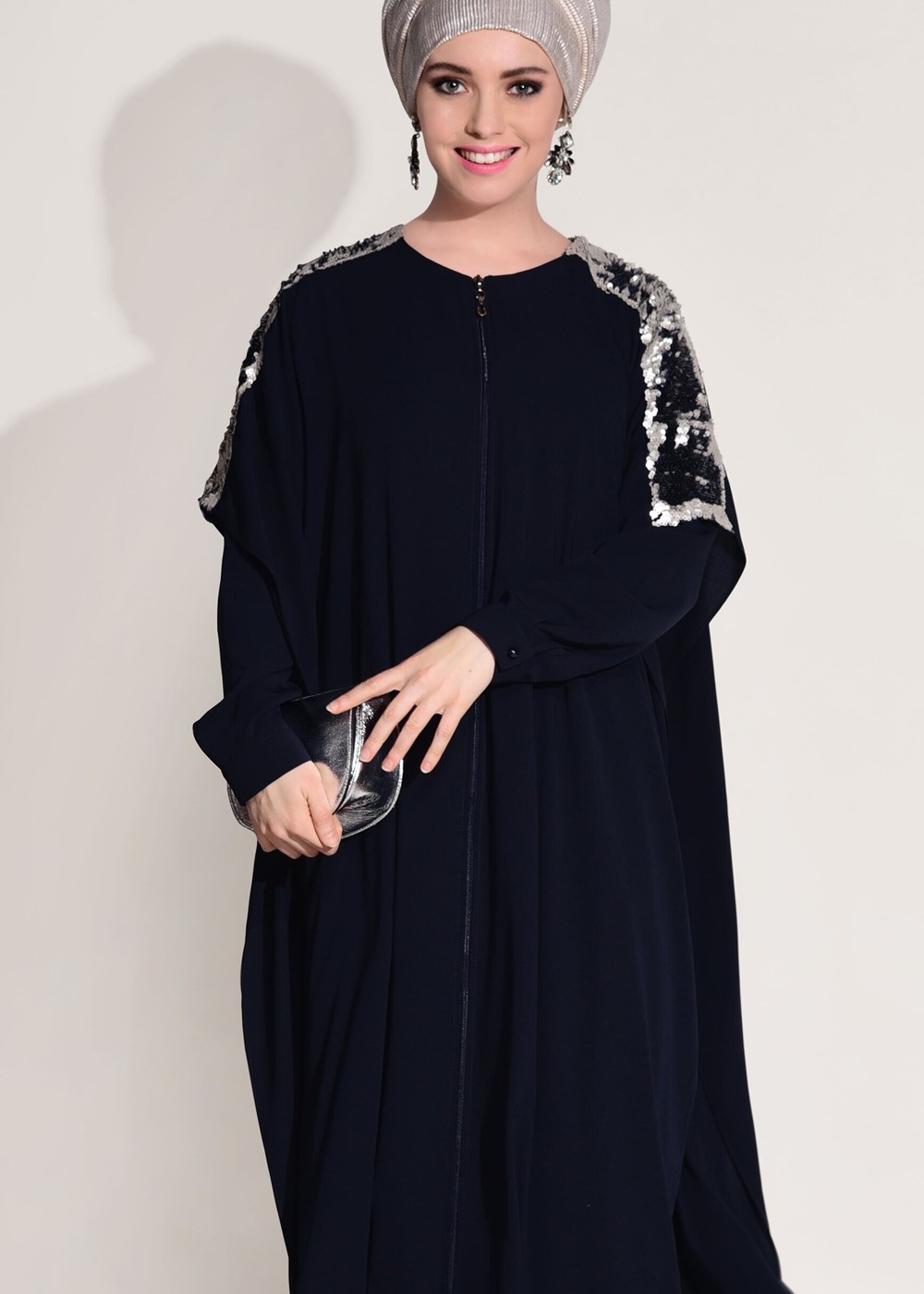 Tesettür giyim LACİVERT T 5662 Tuay-Pul Paletli Ferace