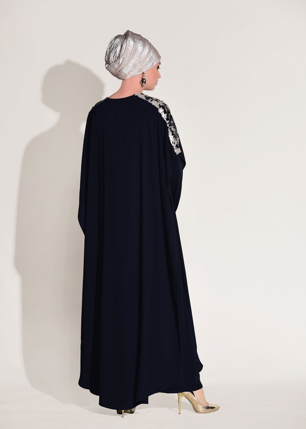 Tesettür giyim LACİVERT T 5662 Tuay-Pul Paletli Ferace