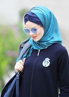 Tesettür giyim LACİVERT ARMA DETAYLI FERMUARLI SPOR FERACE 6708 