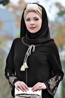 Hijab clothing BLACK EMBROIDERY DETAIL TOPCOAT T 7962 