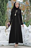 Hijab clothing BLACK EMBROIDERY DETAIL TOPCOAT T 7962 
