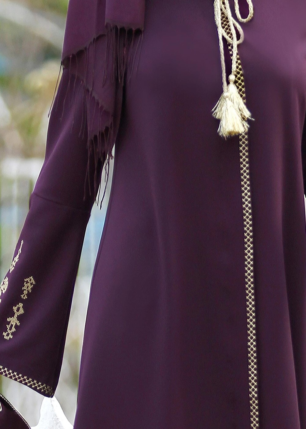 Vêtements hijab POURPRE COUCHE DE FINITION BRODERIE T 7962