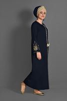 Hijab clothing NAVY BLUE EMBROIDERY DETAIL TOPCOAT T 7962 