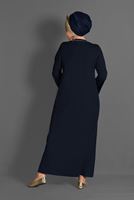 Hijab clothing NAVY BLUE EMBROIDERY DETAIL TOPCOAT T 7962 