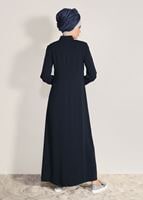 Tesettür giyim LACİVERT NAKIŞ DETAYLI FERACE 8242 