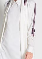 Tesettür giyim EKRU ŞERİT DETAYLI UZUN HIRKA 85571 