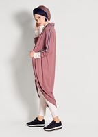 Tesettür giyim PEMBE ŞERİT DETAYLI UZUN HIRKA 85571 