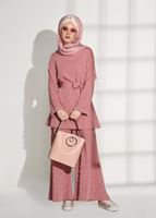 Tesettür giyim PUDRA T 8209 ModaBu- İncili Kuşaklı Takım