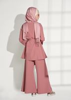 Tesettür giyim PUDRA T 8209 ModaBu- İncili Kuşaklı Takım