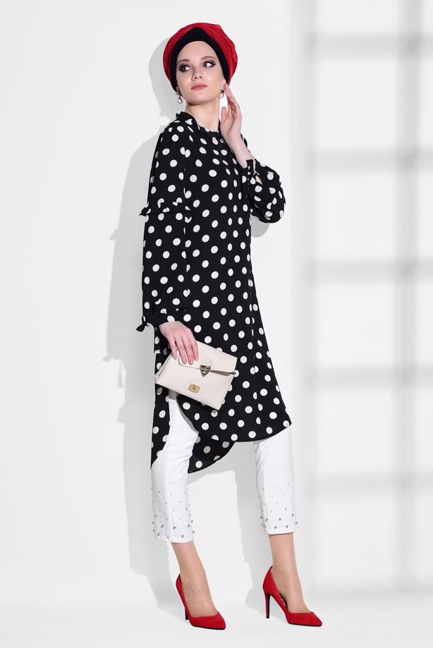 Tesettür giyim  T 7209 Aynaz- Boncuk İşlemeli Dar Paça Pantolon - TRENDTESETTÜR