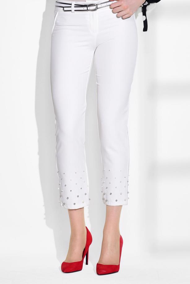 Tesettür giyim  T 7209 Aynaz- Boncuk İşlemeli Dar Paça Pantolon - TRENDTESETTÜR