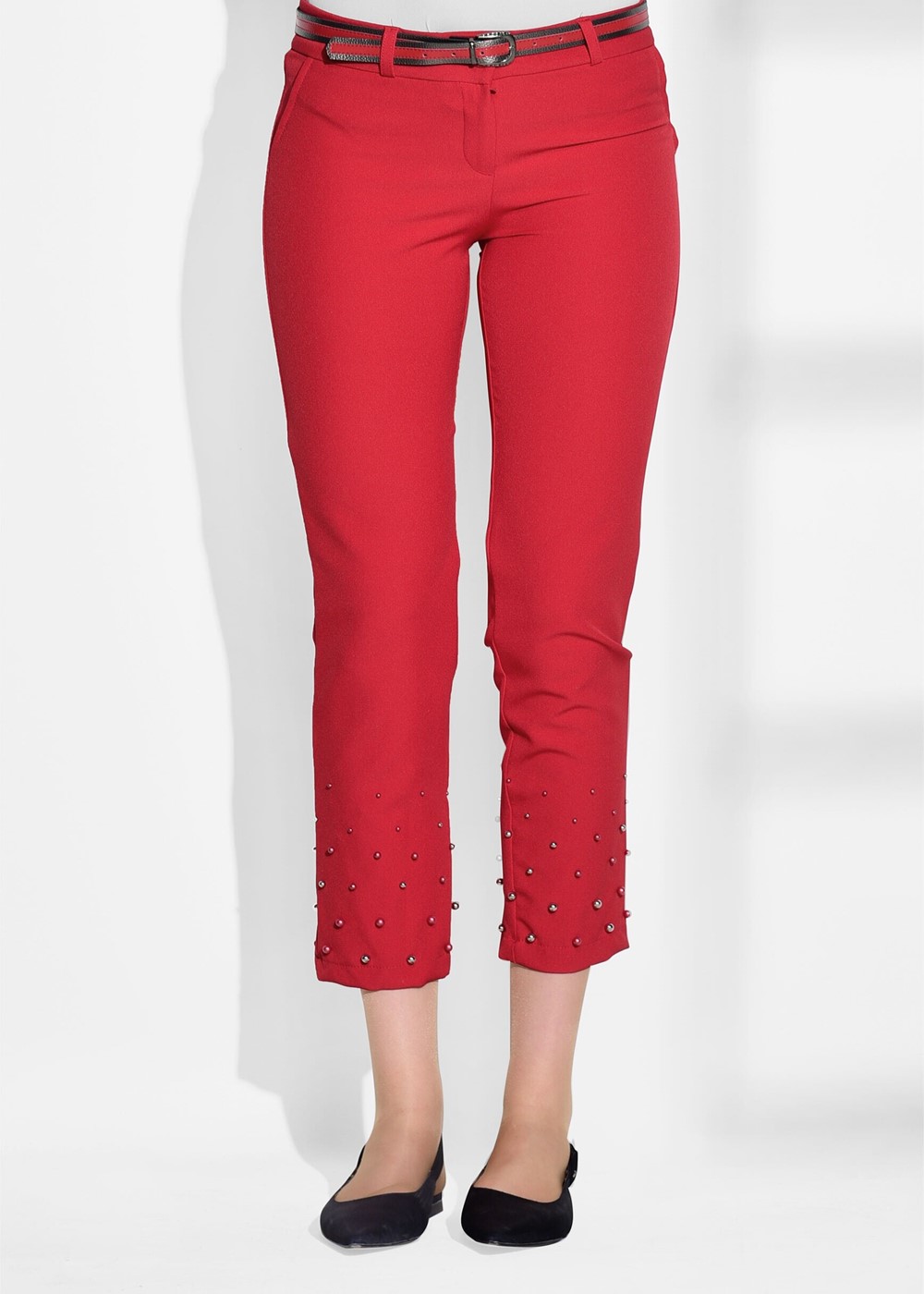 Vêtements hijab ROUGE PANTALON SKINNY BRODÉ DE PERLES T 7209