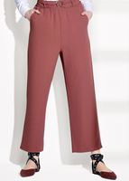 Tesettür giyim PEMBE BELİ KEMERLİ KREP KUMAŞ PANTOLON 02161