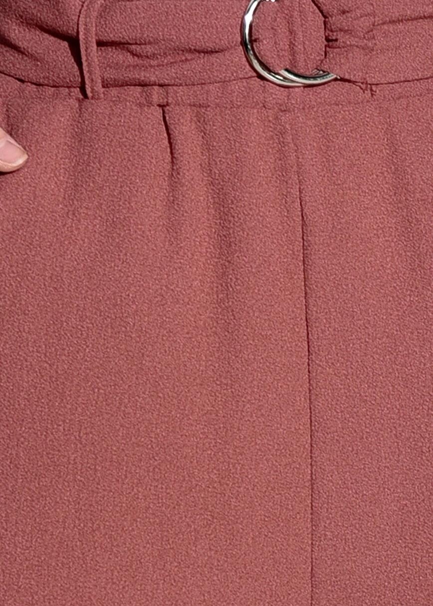 Tesettür giyim PEMBE BELİ KEMERLİ KREP KUMAŞ PANTOLON 02161