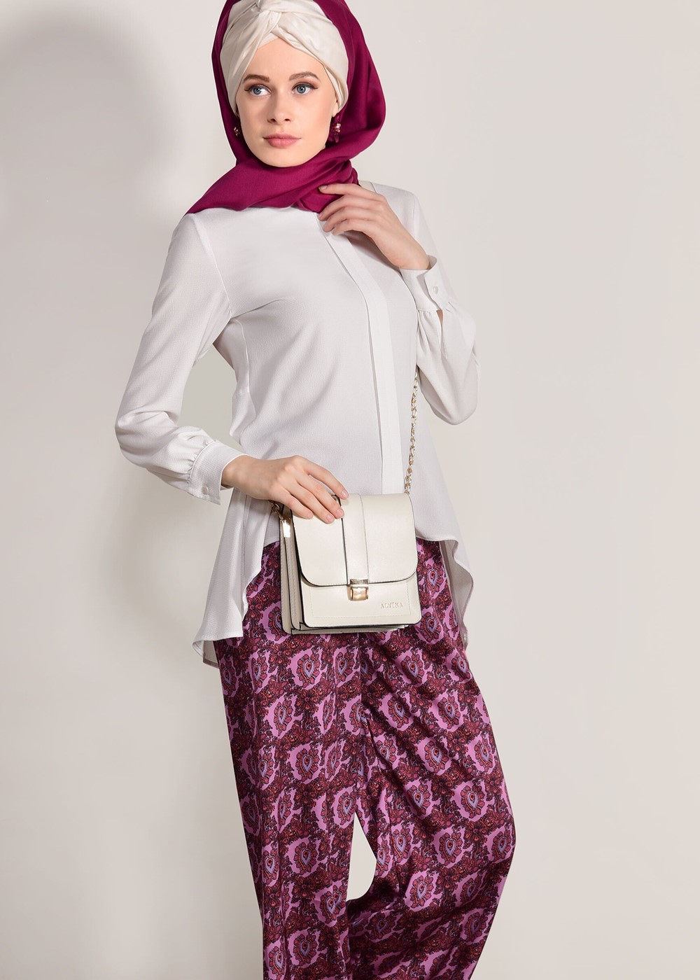 Hijab clothing PINK PRINTED PANTS T 90033 