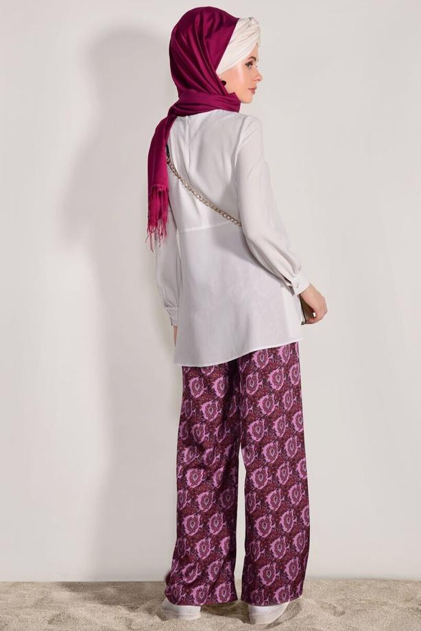 Tesettür giyim  T 90033 H Fashion-Desenli Pantolon - TRENDTESETTÜR