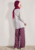Tesettür giyim PEMBE T 90033 H Fashion-Desenli Pantolon