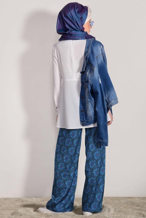 Tesettür giyim  T 90033 H Fashion-Desenli Pantolon - TRENDTESETTÜR