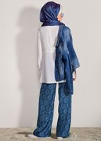 Tesettür giyim MAVİ T 90033 H Fashion-Desenli Pantolon