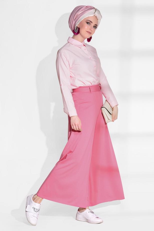 Vêtements hijab  BELT DETAIL PALAZZO PANTS 068  - TRENDTESETTÜR