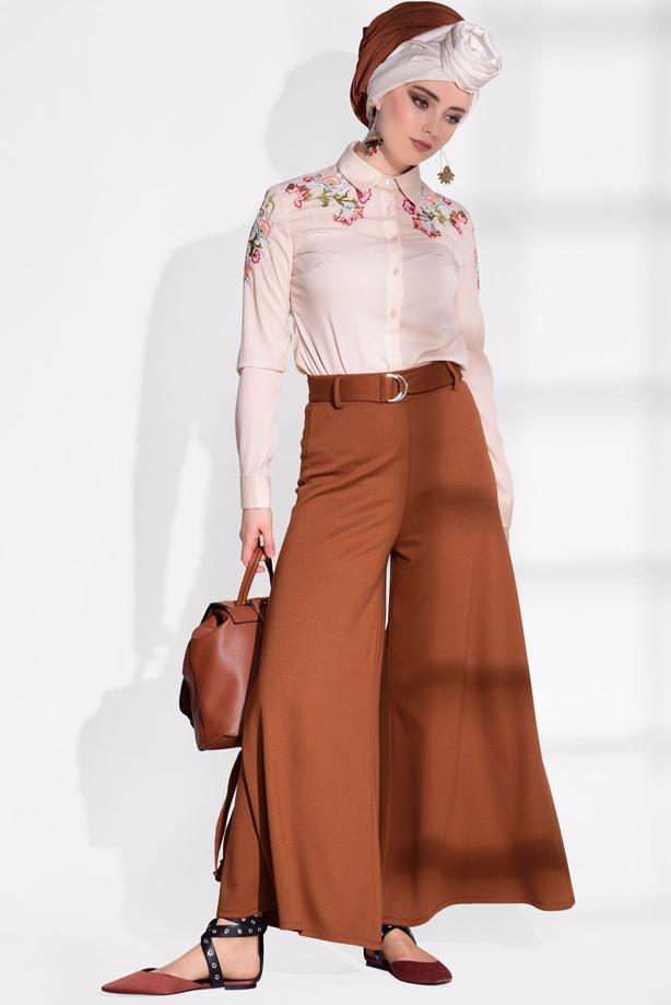 Vêtements hijab  BELT DETAIL PALAZZO PANTS 068  - TRENDTESETTÜR