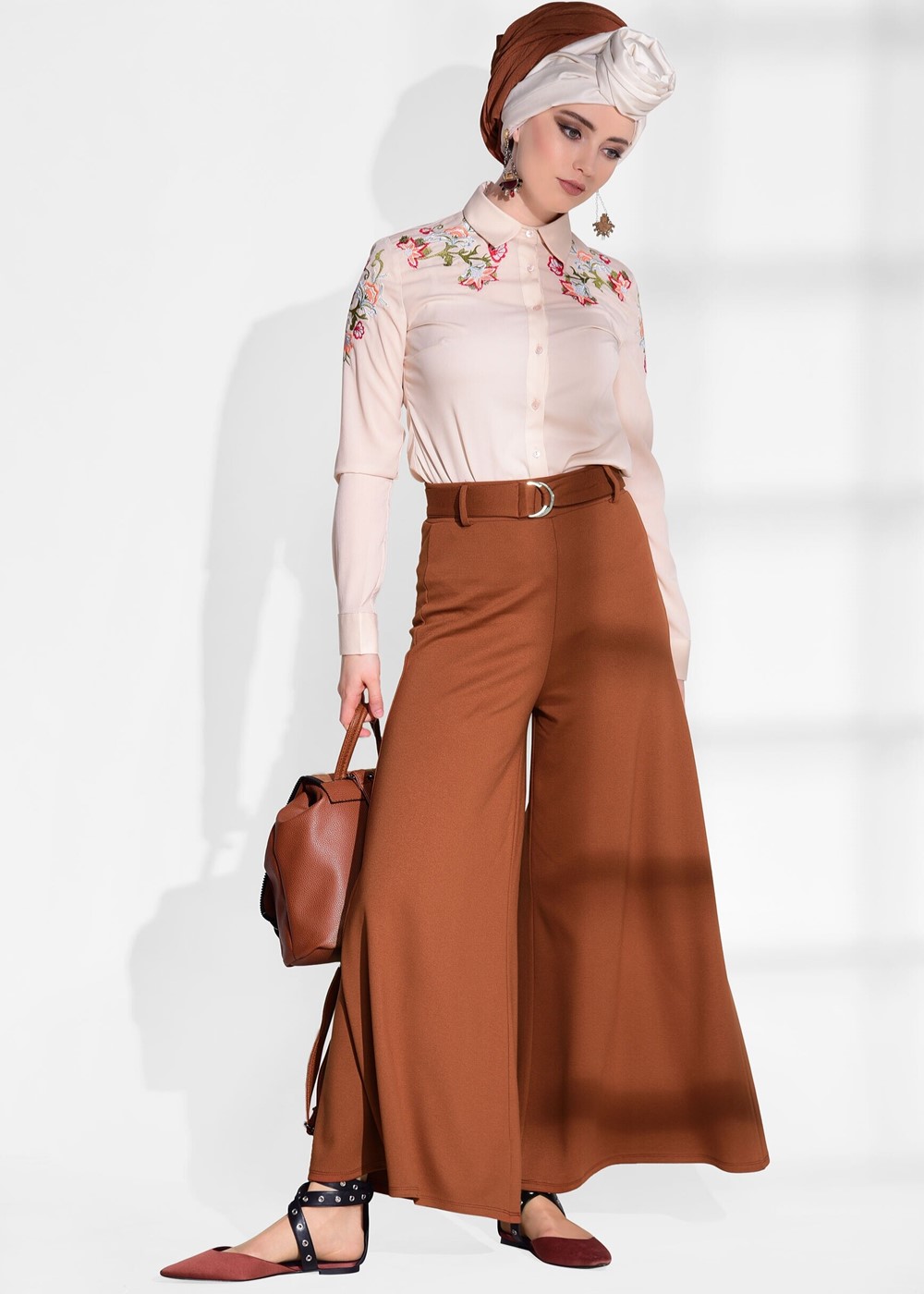 Vêtements hijab TABA PANTALON PALAZZO AVEC CEINTURE 068