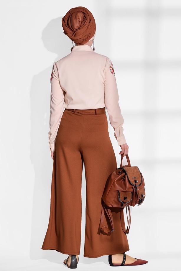 Vêtements hijab  BELT DETAIL PALAZZO PANTS 068  - TRENDTESETTÜR
