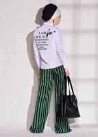 Hijab clothing GREEN  STRIPED PANTS T 146