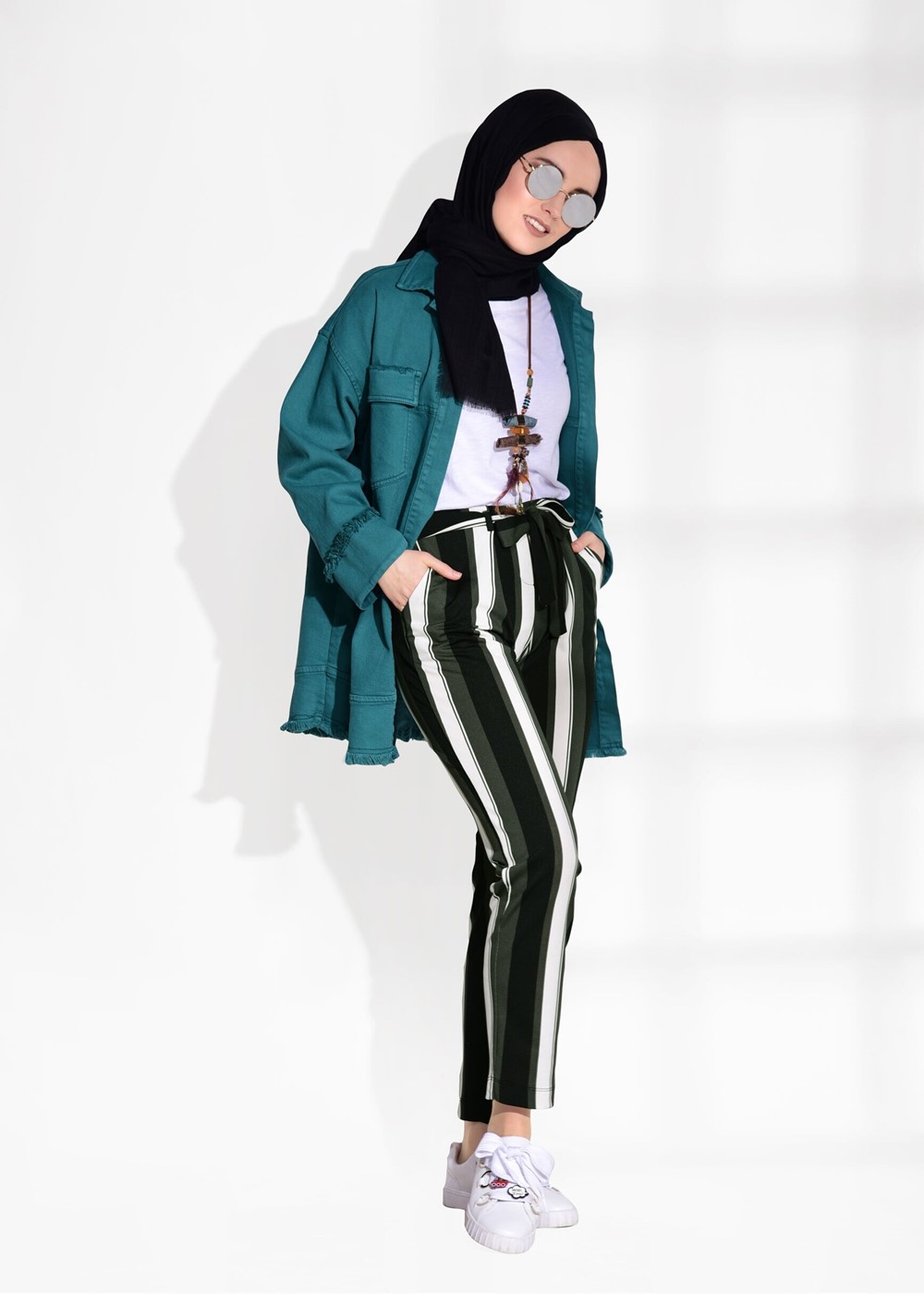 Hijab clothing BLACK STRIPED PANTS T 206 