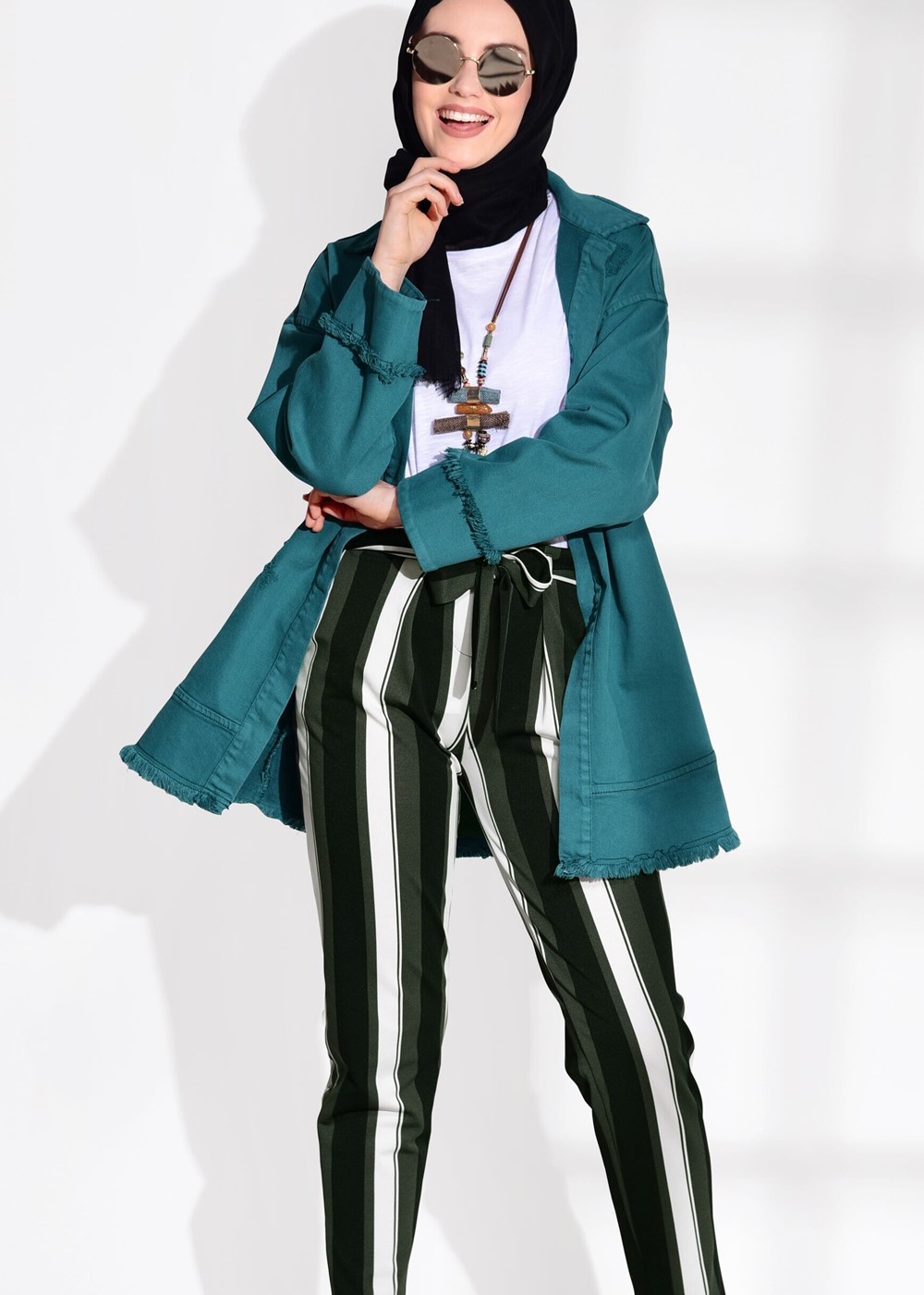 Hijab clothing BLACK STRIPED PANTS T 206 