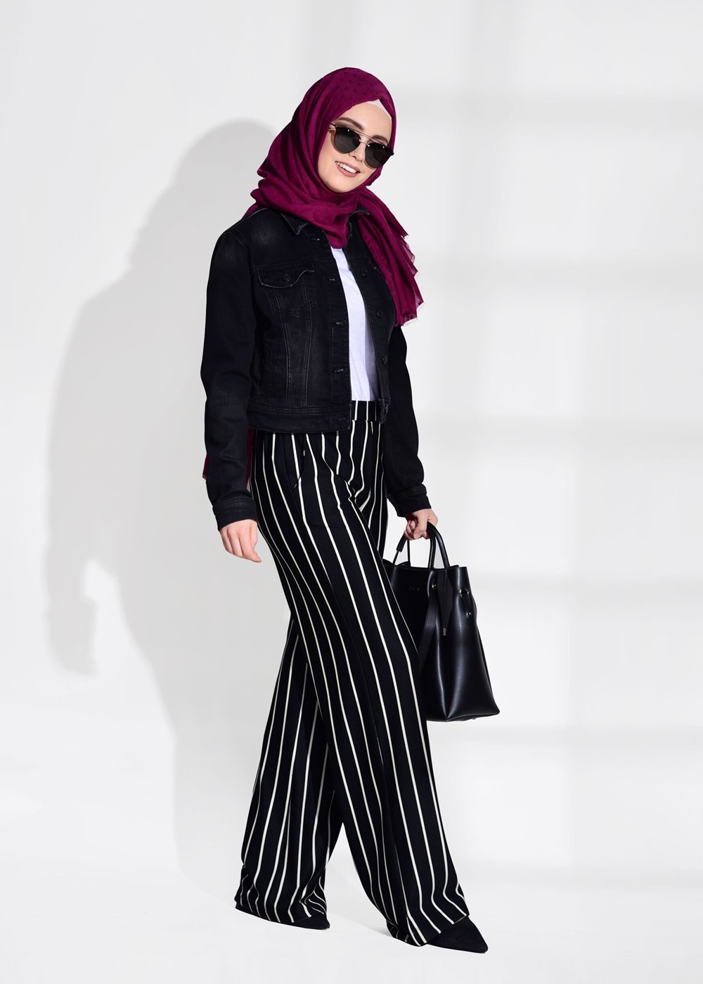Vêtements hijab NOIR PANTALON À RAYURES 328