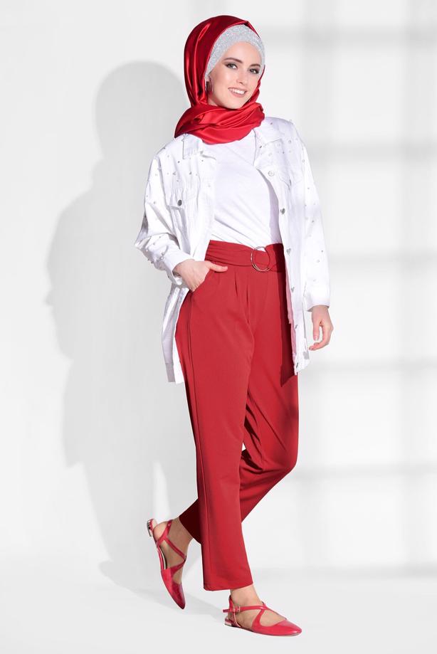 Vêtements hijab   BELT DETAIL PANTS T 636 - TRENDTESETTÜR
